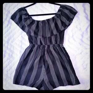 Striped Off -Shoulder Romper